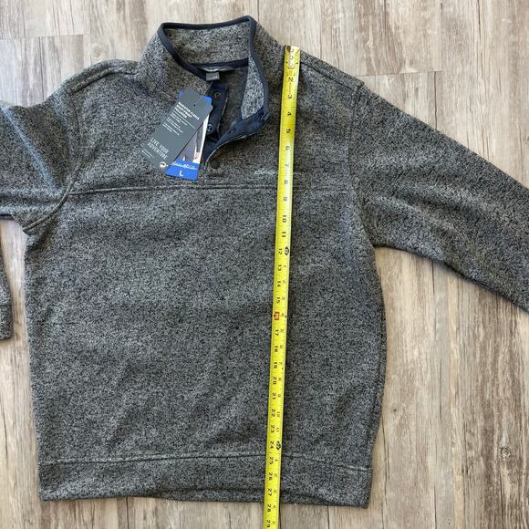Eddie Bauer Men Radiator Fleece Quarter Snap Pullover Sweater Gray Heather L NWT - Picture 6 of 8